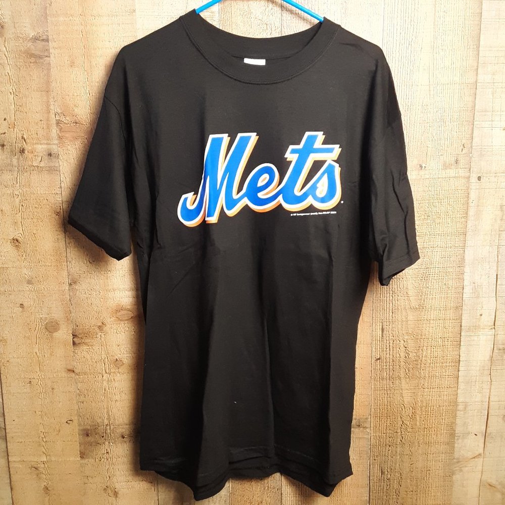 2001 VTG New York Mets Tom Glavine 47 Imagewear Black Blue Tshirt Sz L